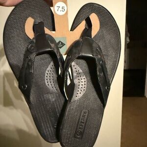 Sperry Black Leather and Cavas Sandals for Women